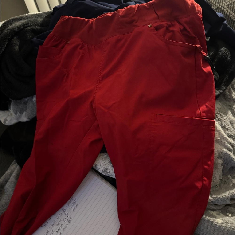 Cherokee iflex Women's Mid-Rise Straight Leg Cargo Scrub Pant Red